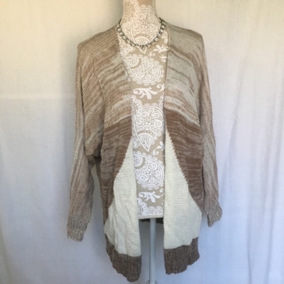 Mossimo // Tan, Cream Chunky Sweater Cardigan M - Picture 1 of 8